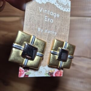 Vintage Gold and Silver Geometric Earrings